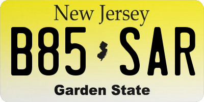 NJ license plate B85SAR