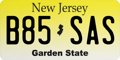NJ license plate B85SAS