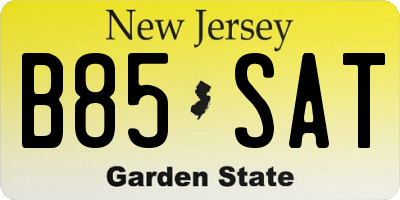 NJ license plate B85SAT