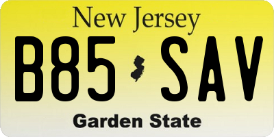 NJ license plate B85SAV