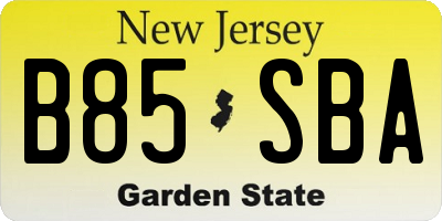 NJ license plate B85SBA