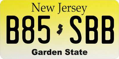 NJ license plate B85SBB