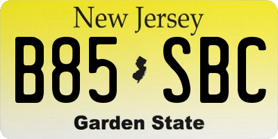 NJ license plate B85SBC