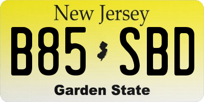 NJ license plate B85SBD