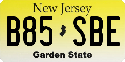 NJ license plate B85SBE
