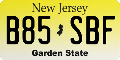 NJ license plate B85SBF