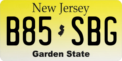 NJ license plate B85SBG