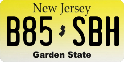 NJ license plate B85SBH
