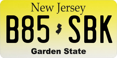 NJ license plate B85SBK
