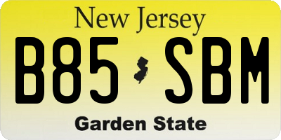 NJ license plate B85SBM