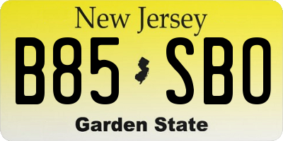 NJ license plate B85SBO