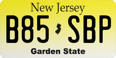 NJ license plate B85SBP