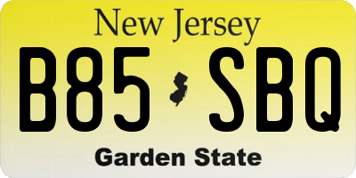 NJ license plate B85SBQ