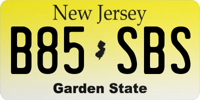 NJ license plate B85SBS