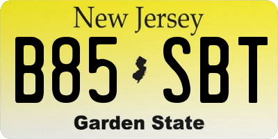 NJ license plate B85SBT