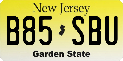 NJ license plate B85SBU