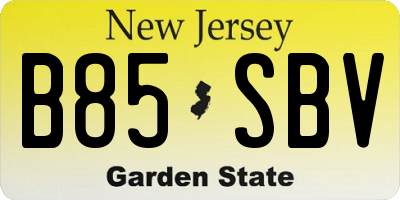 NJ license plate B85SBV