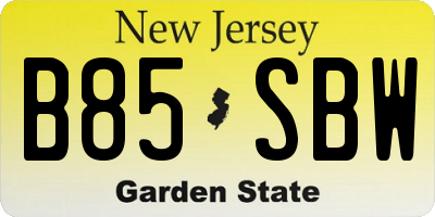 NJ license plate B85SBW
