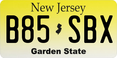NJ license plate B85SBX