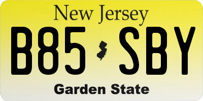 NJ license plate B85SBY