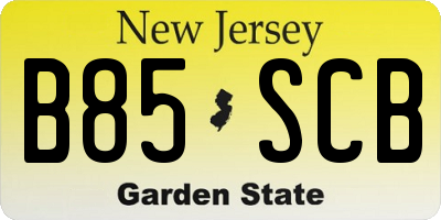 NJ license plate B85SCB