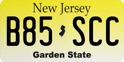NJ license plate B85SCC