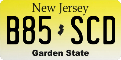 NJ license plate B85SCD