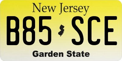 NJ license plate B85SCE