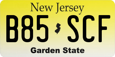 NJ license plate B85SCF