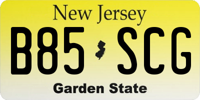 NJ license plate B85SCG