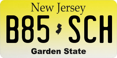 NJ license plate B85SCH