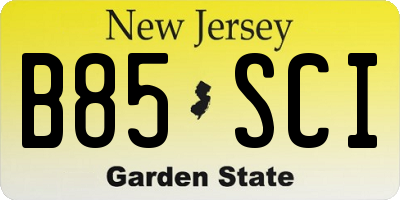 NJ license plate B85SCI