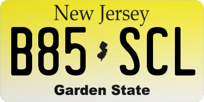NJ license plate B85SCL