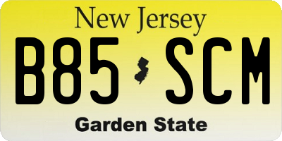 NJ license plate B85SCM