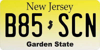 NJ license plate B85SCN