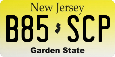 NJ license plate B85SCP