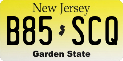 NJ license plate B85SCQ