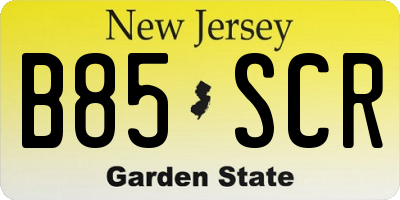 NJ license plate B85SCR