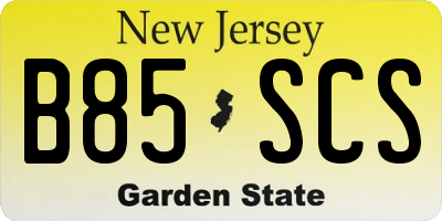 NJ license plate B85SCS
