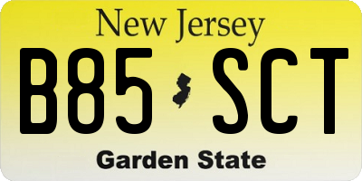 NJ license plate B85SCT