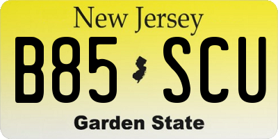 NJ license plate B85SCU