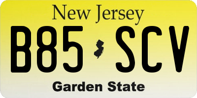 NJ license plate B85SCV