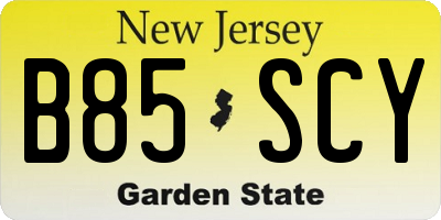 NJ license plate B85SCY