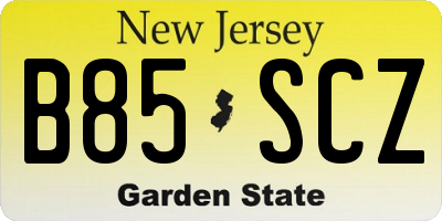 NJ license plate B85SCZ