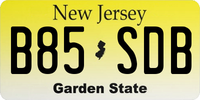 NJ license plate B85SDB