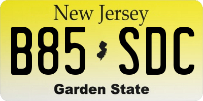 NJ license plate B85SDC