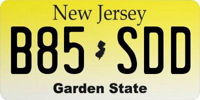 NJ license plate B85SDD