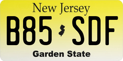 NJ license plate B85SDF