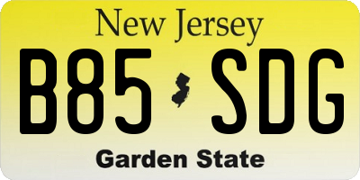 NJ license plate B85SDG