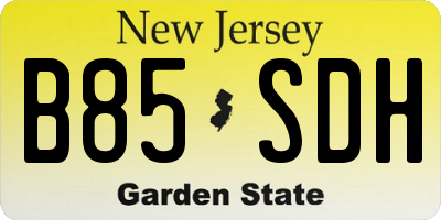 NJ license plate B85SDH